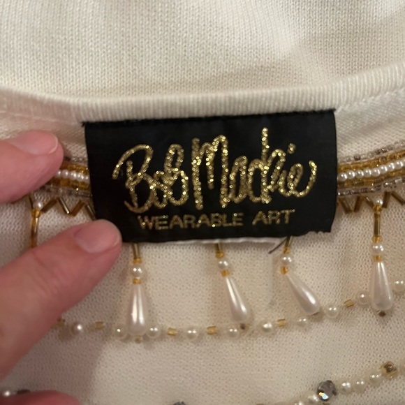 Bob Mackie Wearable Art Sweater.  Size large. Ivory - Picture 7 of 9
